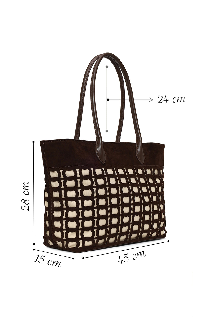 Woman Brown Patterned Suede Shoulder Bag