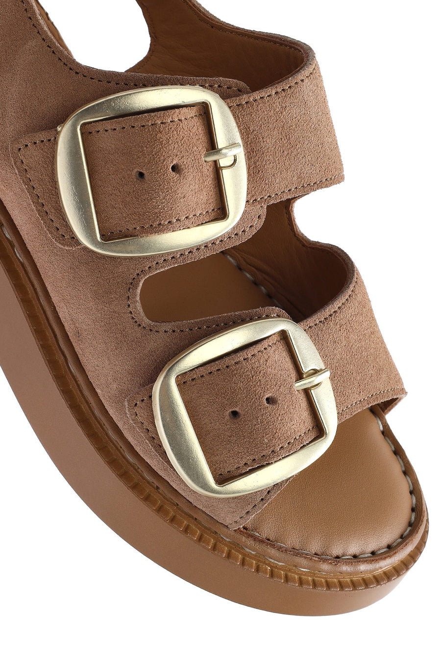 Women's Powder Thick Soled Buckled Suede Leather Comfort Sandals