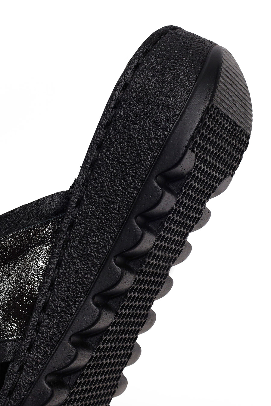 Woman Black Leather Comfort Slipper