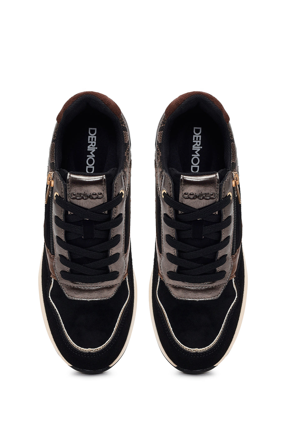 Kadın Siyah Bağcıklı Dolgu Topuklu Sneaker