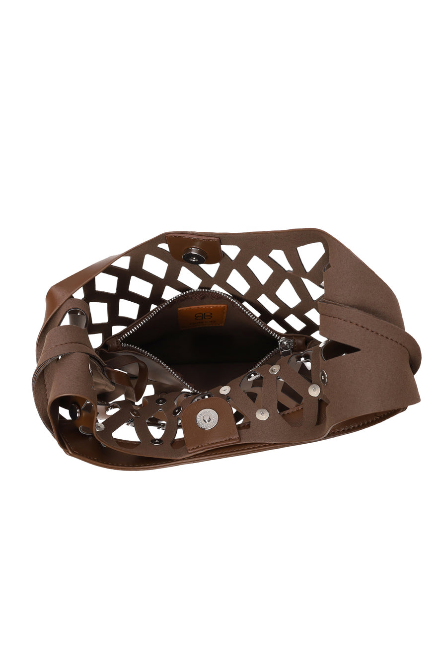Woman Brown Mesh Shoulder Bag