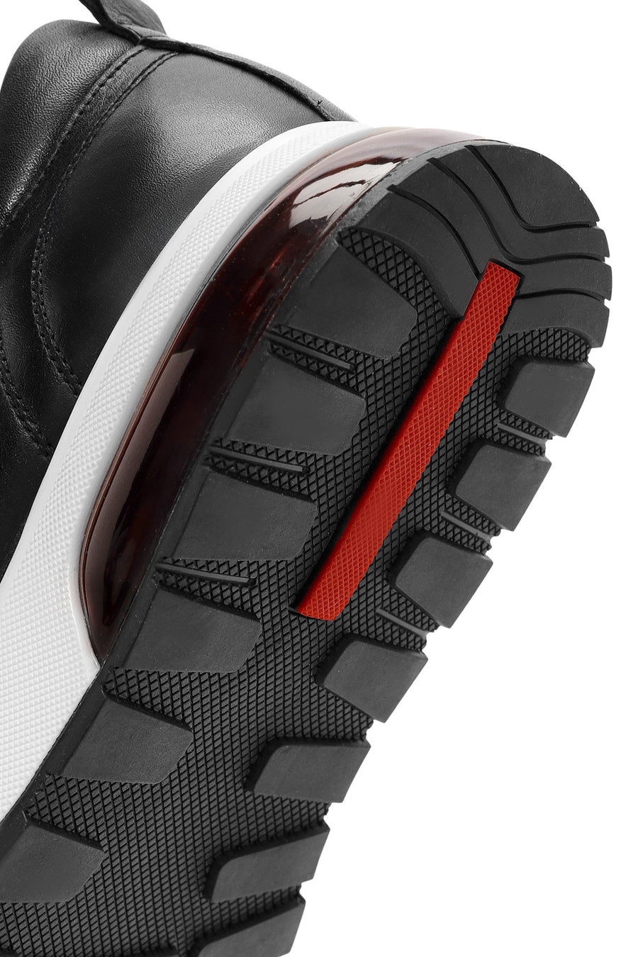 Erkek Siyah Bağcıklı Kalın Tabanlı Deri Sneaker