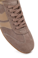 Women's Mink Lace-Up Suede Leather Sneakers | Derimod