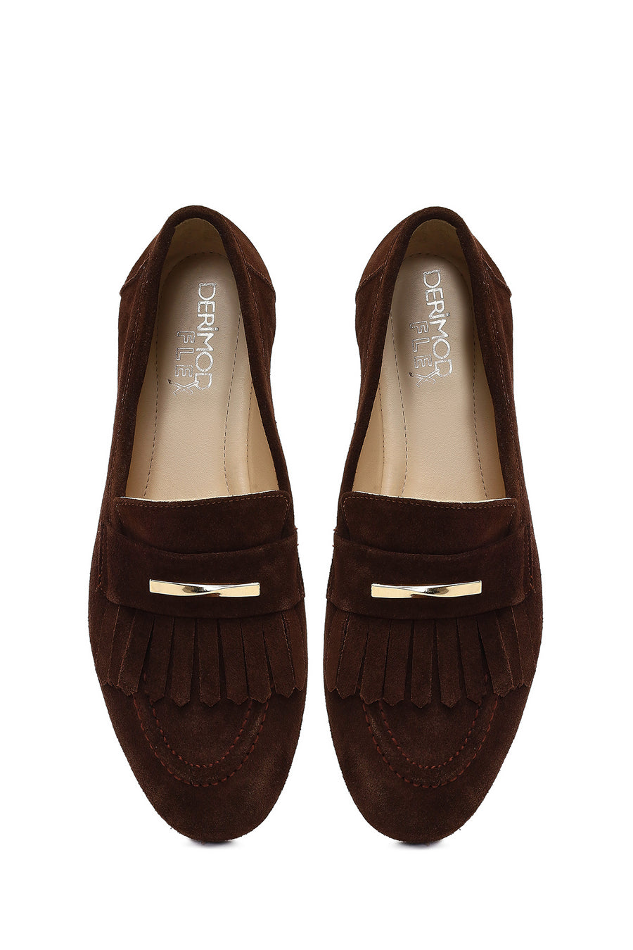 Kadın Kahverengi Tokalı Süet Deri Loafer