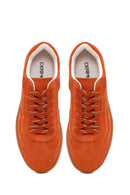 Woman Orange Lace-Up Suede Leather Leather Sneaker | Derimod