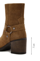 Women's Brown Heeled Zippered Suede Leather Boots | Derimod