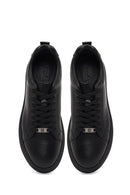 Erkek Siyah Bağcıklı Deri Sneaker | Derimod