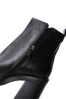 Women's Black Leather Heeled Zipper Boots | Derimod