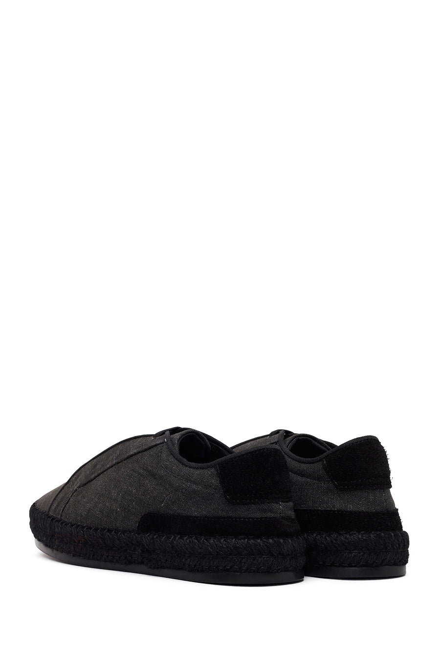 Male Black Lace-Up Thick-Soled Suede Espadrilles