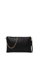 Woman Black Printed Clutch Bag with Long Chain Strap | Derimod