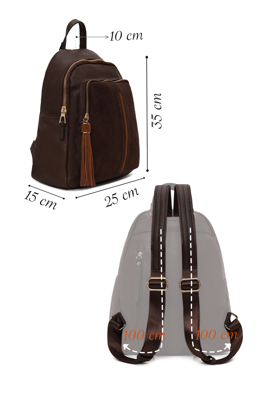 Woman Brown Casual Backpack