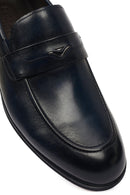 Derimod Black Male Navy Leather Classic Loafer | Derimod