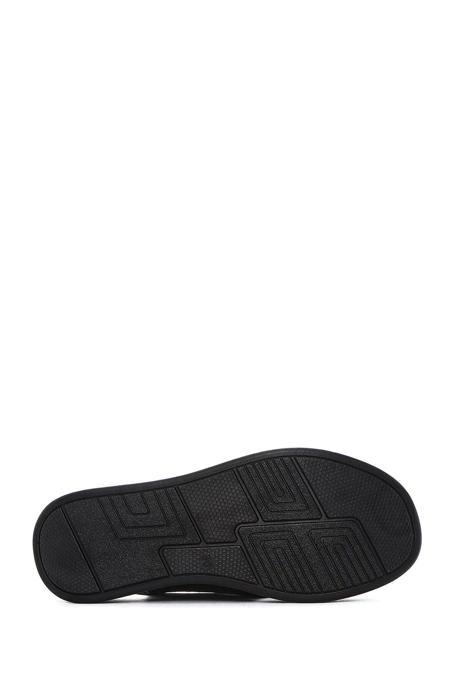 Women's Black Thick Soled Leather Comfort Sandals