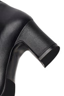 Woman Black Thick-Heeled Leather Boots | Derimod