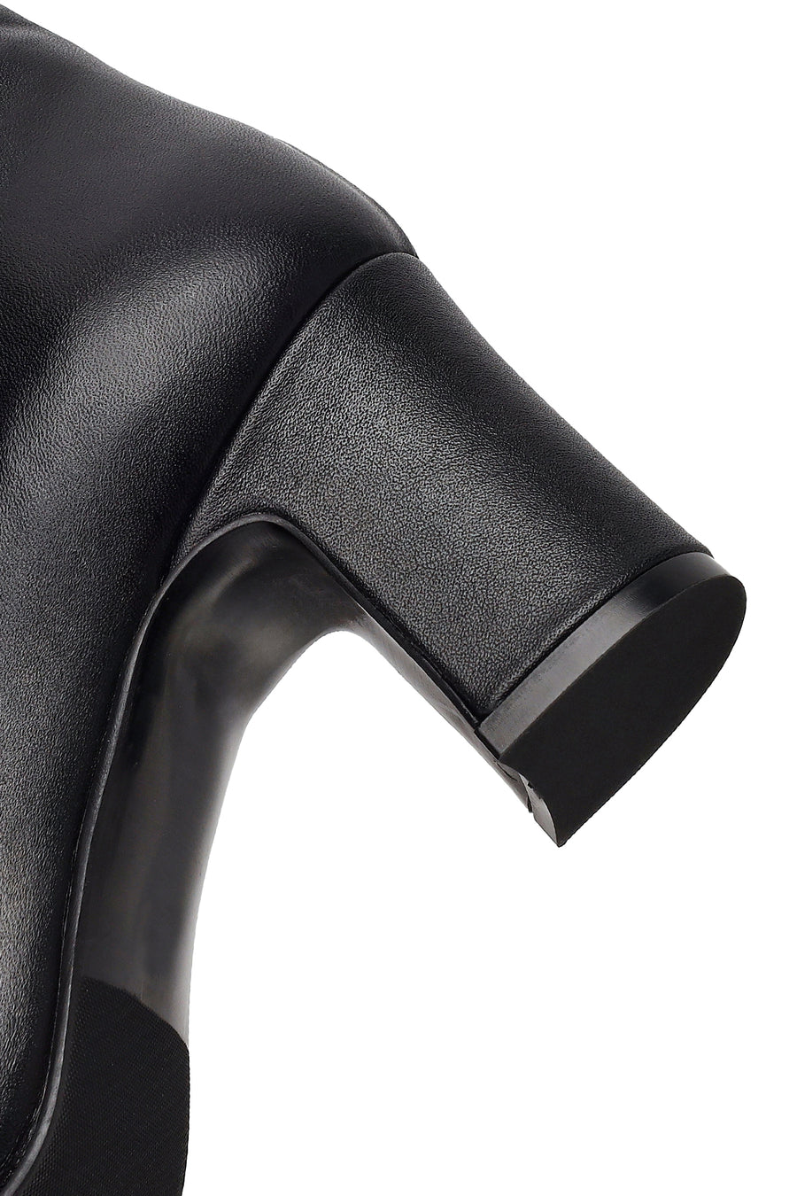 Woman Black Thick-Heeled Leather Boots