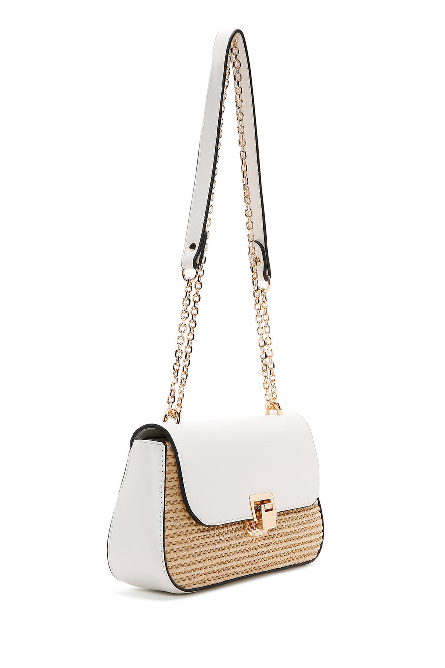 Women's Cream Long Straw Shoulder Bag
