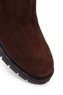 Woman Brown Thick-Soled Zip Closure Suede Casual Boots | Derimod