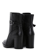 Women's Black Buckle Heeled Boots | Derimod