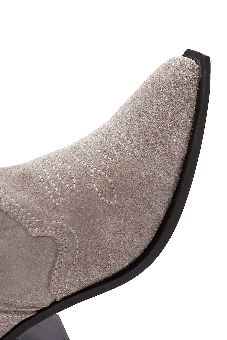 Women's Beige Thick Heeled Suede Leather Cowboy Boots