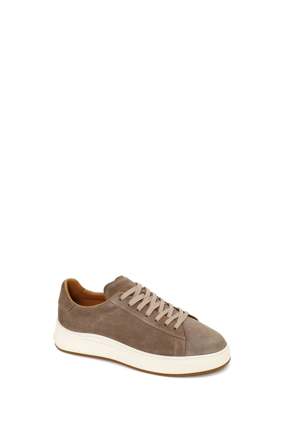 Male Beige Lace-Up Thick-Soled Suede Leather Sneaker