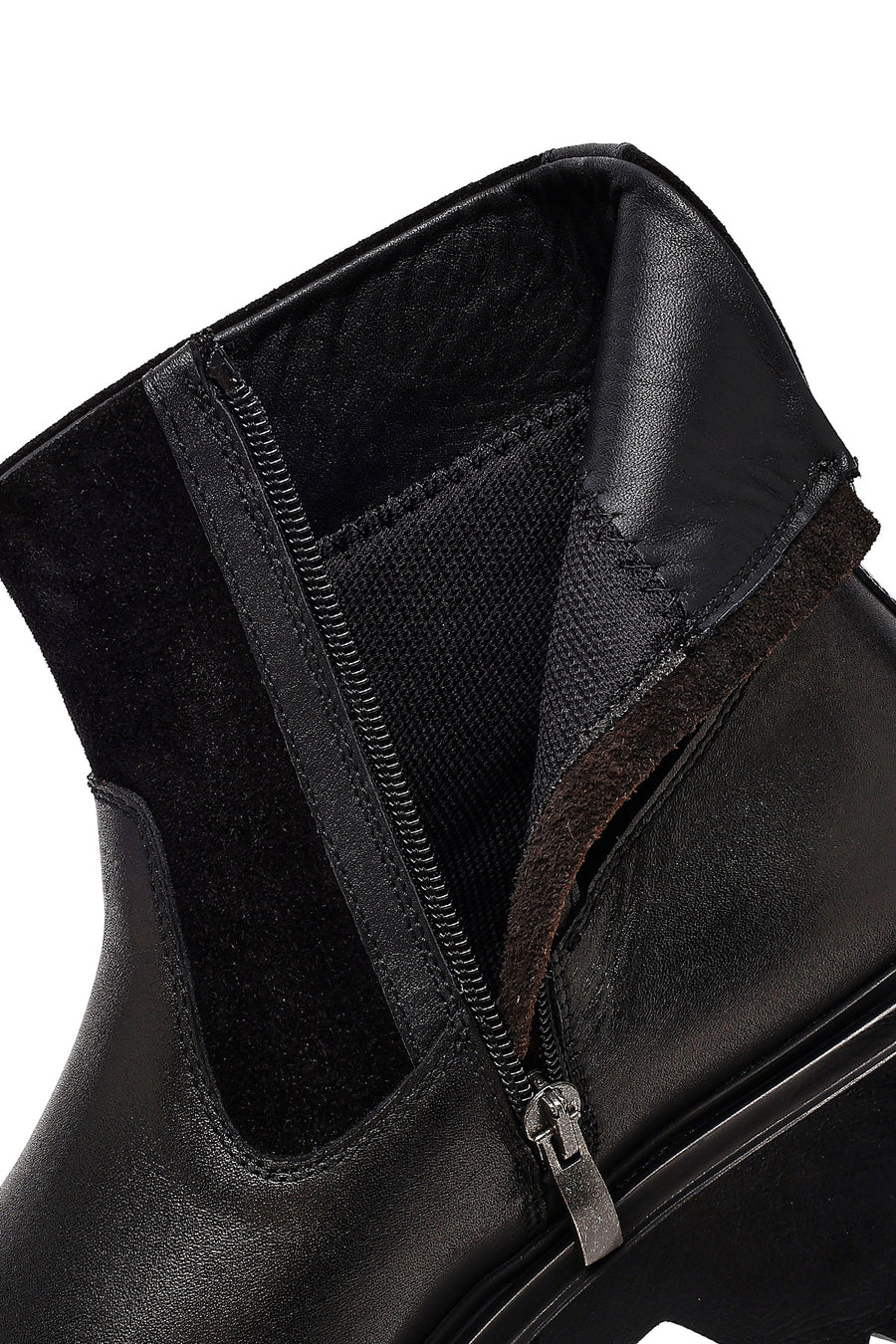 Men's Black Thick Soled Leather Boots