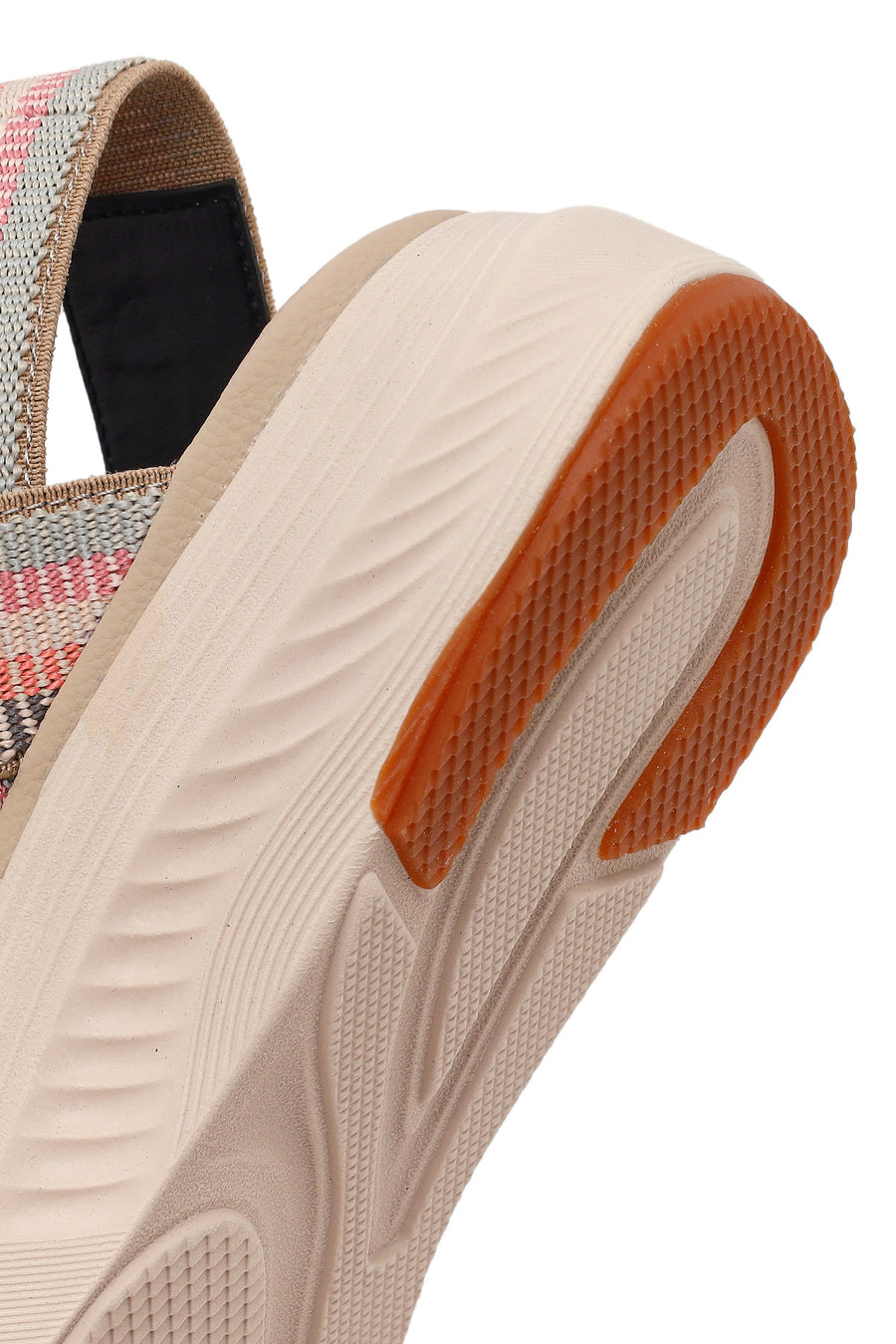 Women's Beige Strapped Thick-Soled Fabric Comfort Sandals