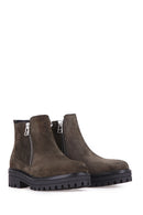 Zippered Women's Suede Boots | Derimod