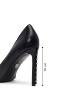 Kadın Siyah Taşlı Yüksek İnce Topuklu Deri Stiletto | Derimod