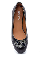 Women's Snakeskin Patterned Ballerinas with Stone Detail | Derimod