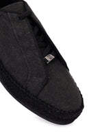 Male Black Lace-Up Thick-Soled Suede Espadrilles | Derimod