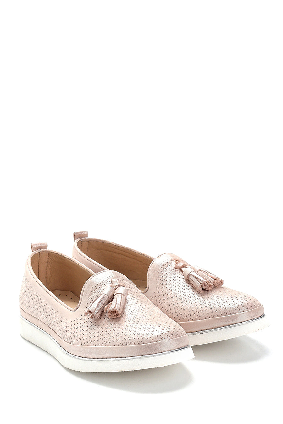 Women's Leather Glitter Detailed Loafer