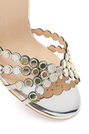 Women's Silver Stone Embellished High Thin Heel Sandals | Derimod