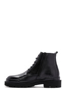 Men's Black Lace-Up Leather Zippered Casual Boots | Derimod