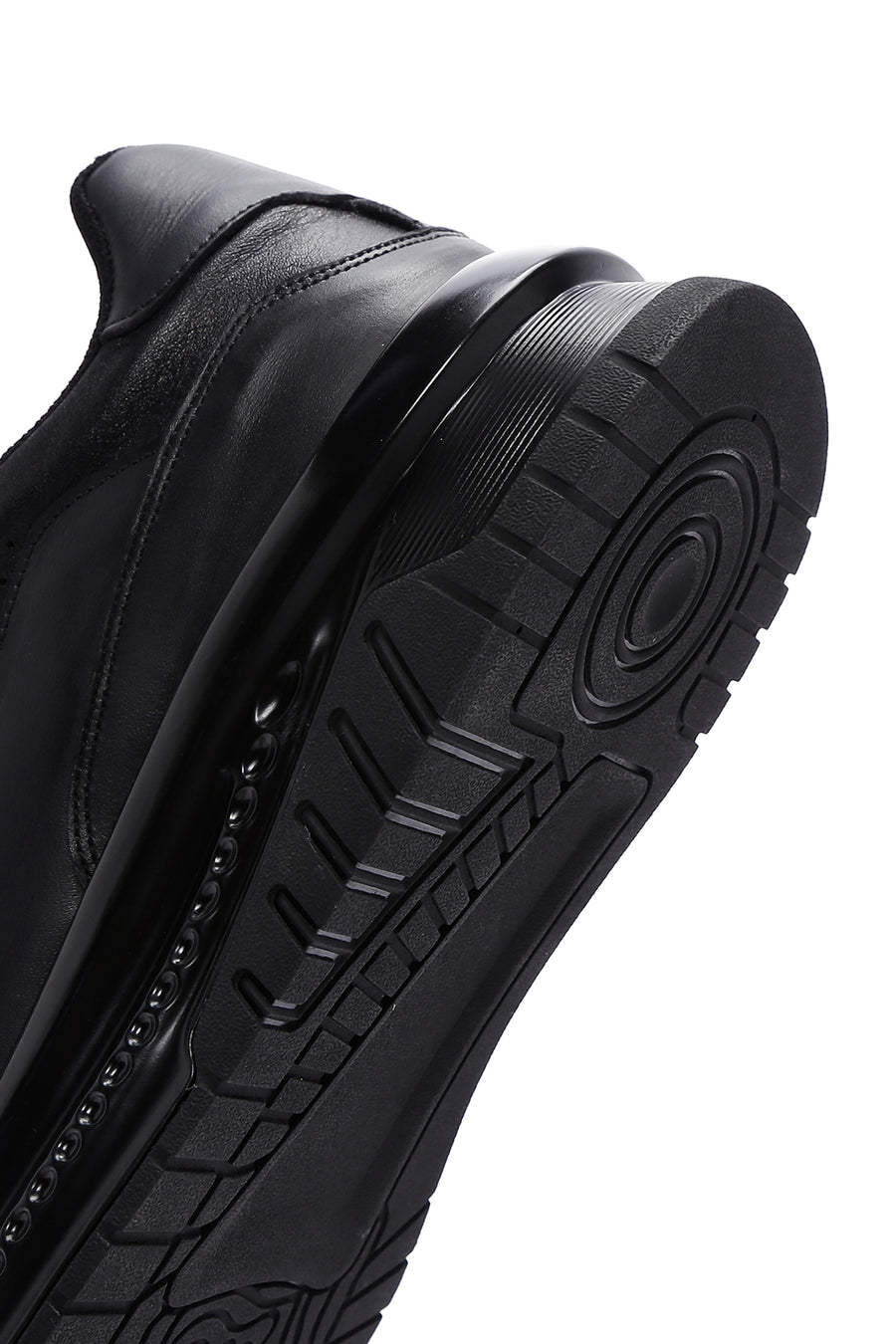 Erkek Siyah Deri Kalın Tabanlı Sneaker