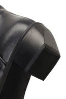 Women's Black Low-Heeled Leather Cowboy Boots | Derimod