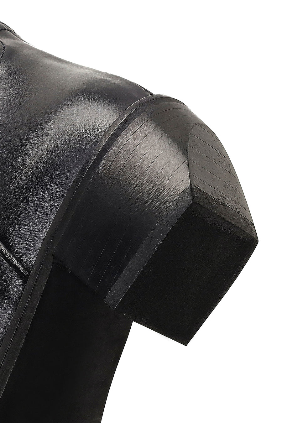 Women's Black Low-Heeled Leather Cowboy Boots
