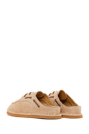 Women's Beige Suede Leather Slippers | Derimod