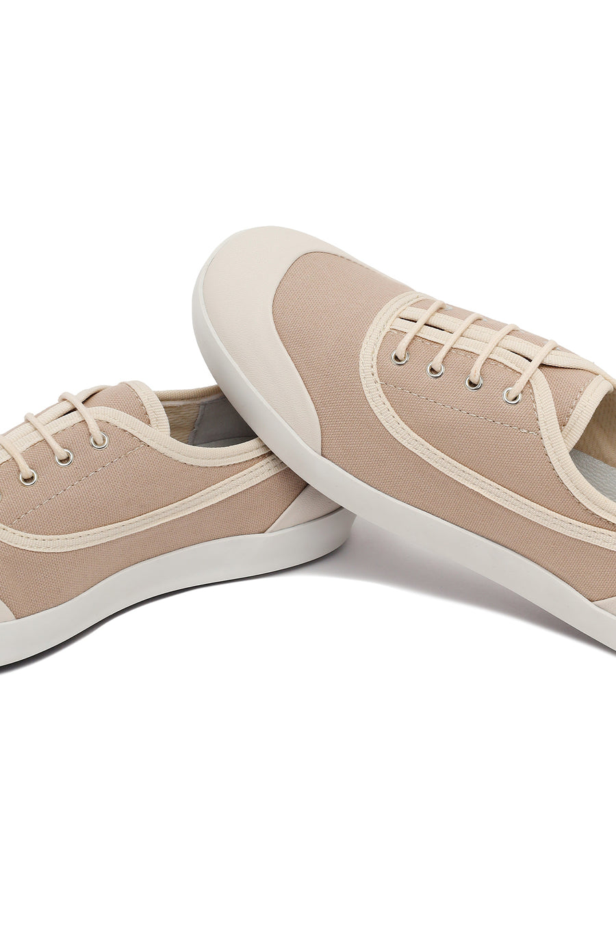 Kadın Bej Bağcıklı Deri Sneaker