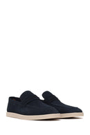 Male Navy Nubuck Leather Loafer | Derimod