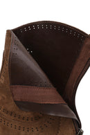 Woman Tan Zip Closure Chunky High-Heel Suede Boots | Derimod