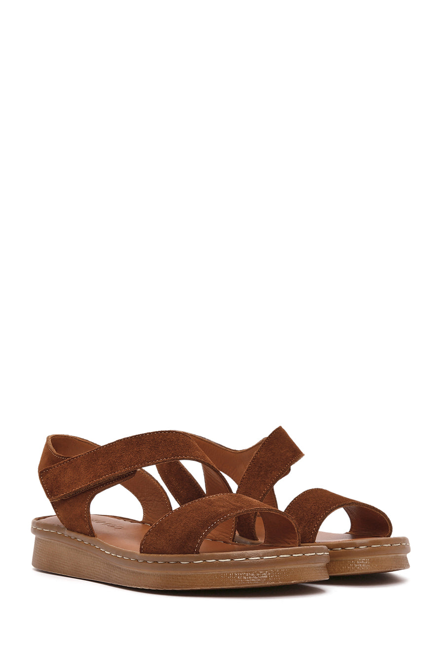 Women's Tan Suede Leather Comfort Sandals