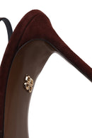Woman Burgundy Slingback Stiletto Suede Shoes | Derimod