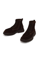 Male Brown Lace-Up Zip Closure Thick-Soled Suede Casual Boots | Derimod