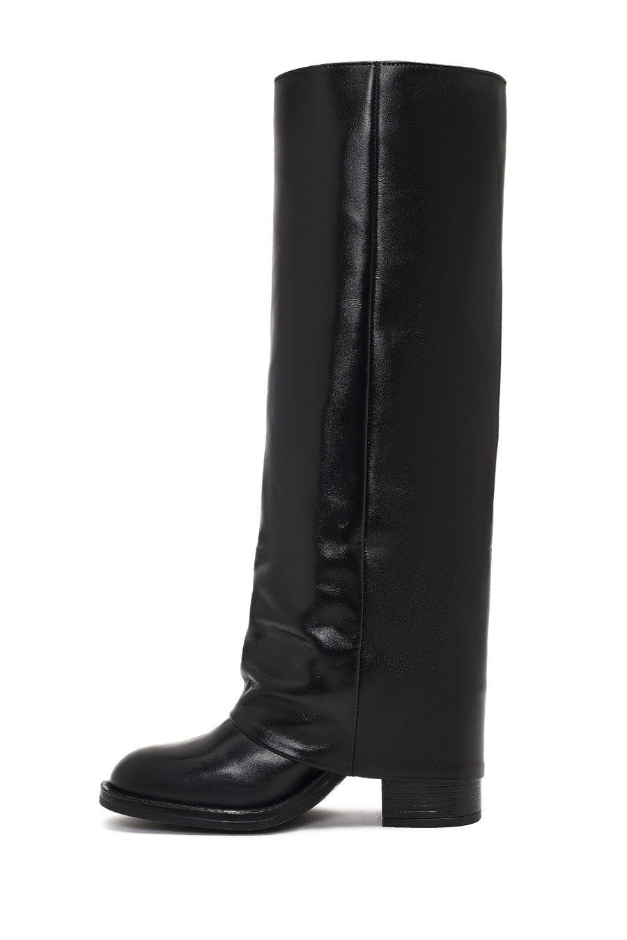 Women's Black Thick Heeled Leather Boot