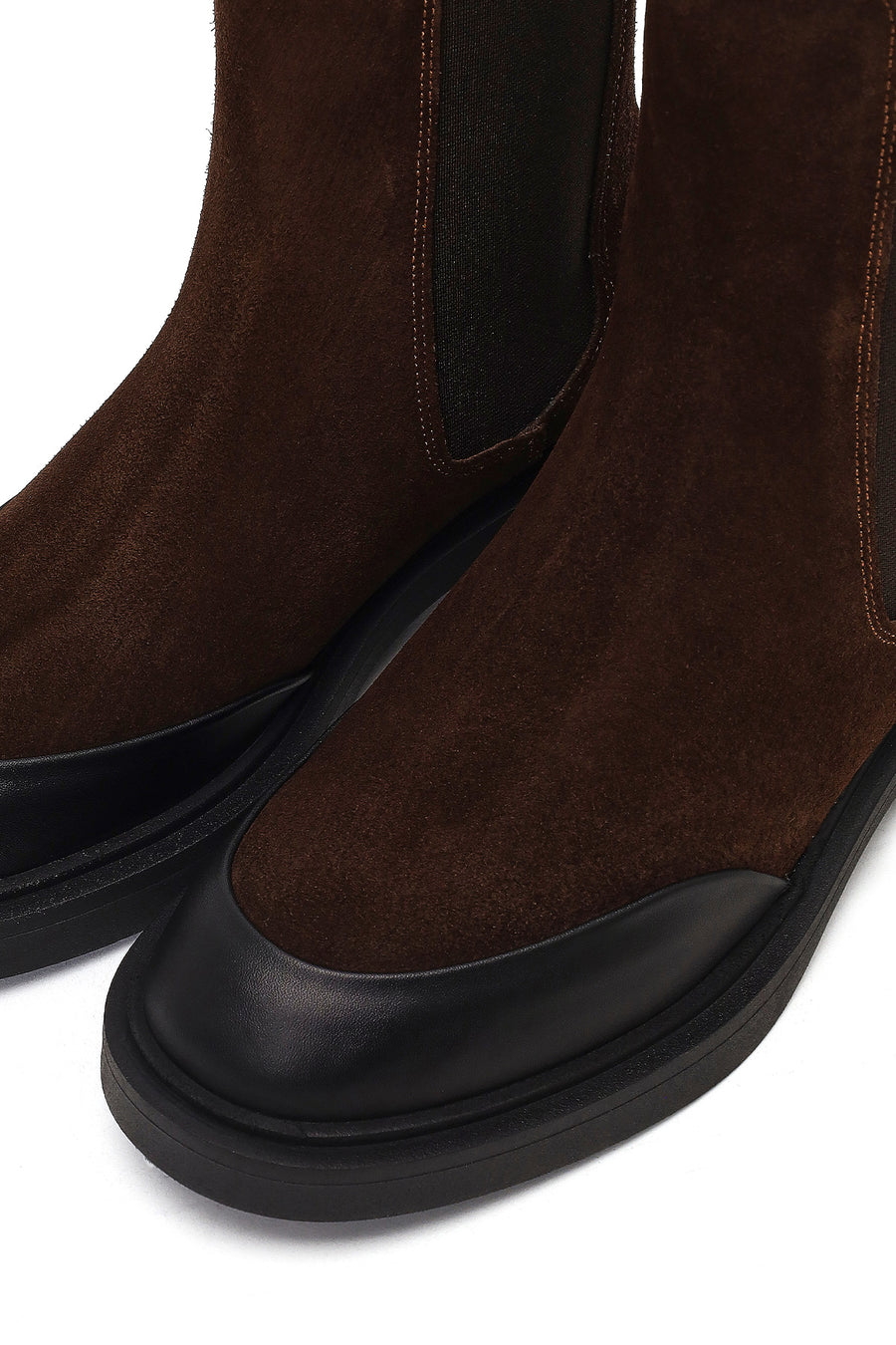 Women's Brown Thick-Soled Suede Leather Chelsea Boot
