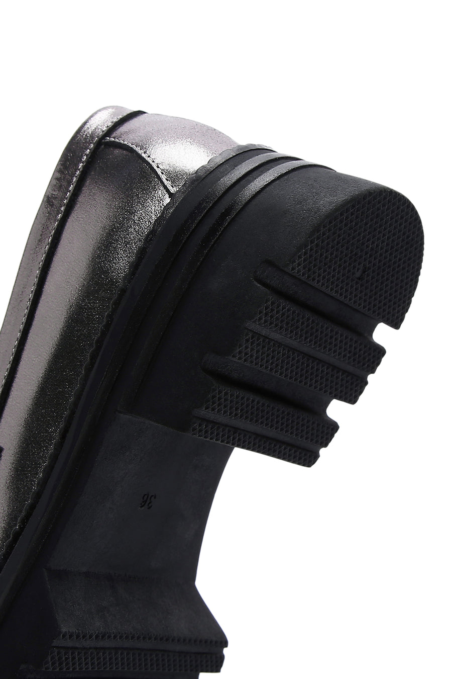 Women's Silver Leather Buckle Casual Loafer
