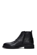 Men's Black Lace-Up Leather Zippered Casual Boots | Derimod