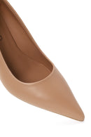 Woman Beige Thin-Heeled Leather Stiletto | Derimod