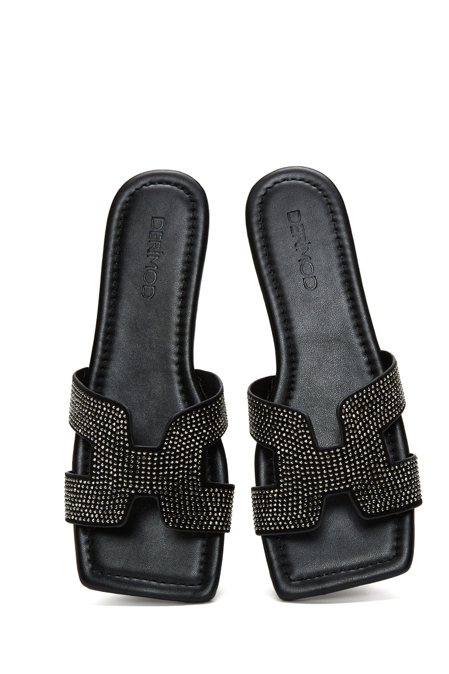 Women's Black Stone Flat Slippers