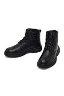 Men's Black Lace-Up Leather Boot | Derimod